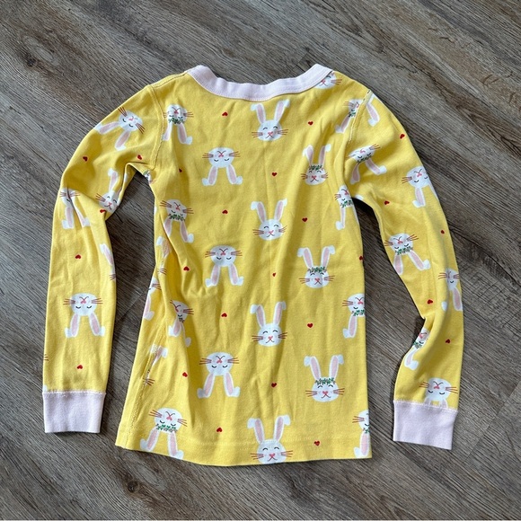 Hanna Andersson Easter Girls Pajamas 120 6-7 Yellow White Bunnies Spring - Picture 3 of 3